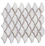 Fish Scale Fancy White Glossy Porcelain Mosaic Tile