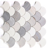 Fish Scale Palissandro Polished Marble Mosaic Tile