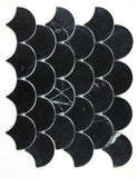 Fish Scale Marquina Polished Marble Mosaic Tile