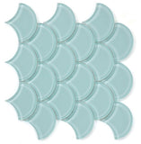 Fish Scale Mint Glossy Glass Mosaic Tile