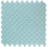 Fish Scale Mint Glossy Glass Mosaic Tile