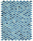 Fish Scale Navy Glossy Porcelain Mosaic Tile