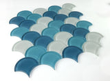 Fish Scale Ocean Glossy Glass Mosaic Tile