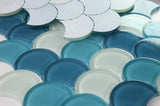 Fish Scale Ocean Glossy Glass Mosaic Tile