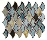 Fish Scale Olive Glossy Porcelain Mosaic Tile