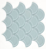 Fish Scale Turquoise Glossy Glass Mosaic Tile