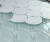 Fish Scale Turquoise Glossy Glass Mosaic Tile
