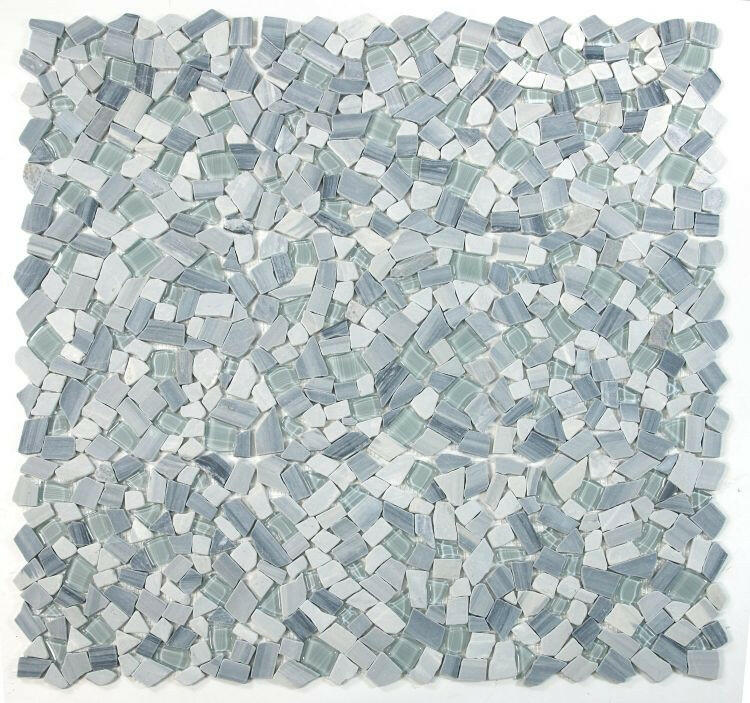 Drop Blue Honed Rubble Mosaic Wall Tile-Mixed Mosaic-American Tile Depot