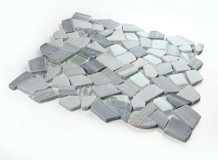 Drop Blue Honed Rubble Mosaic Wall Tile-Mixed Mosaic-American Tile Depot