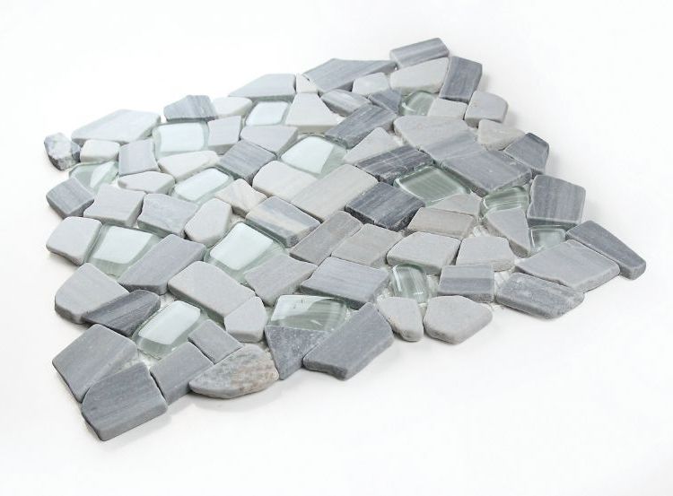 Drop Blue Honed Rubble Mosaic Wall Tile-Mixed Mosaic-American Tile Depot