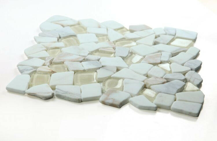 Drop Calacatta Gold Honed Rubble Mosaic Wall Tile-Mixed Mosaic-American Tile Depot