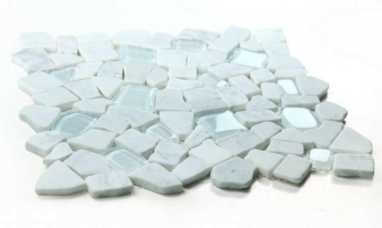 Drop Carrara Rubble Mosaic Wall Tile-Mixed Mosaic-American Tile Depot