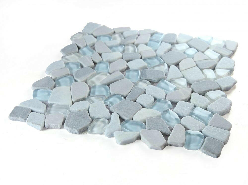 Drop Deep Ocean Rubble Mosaic Wall Tile-Mixed Mosaic-American Tile Depot