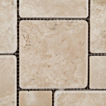 Durango Cream Travertine 4-Pieced OPUS Mini-Pattern Tumbled Mosaic Tile-Travertine Mosaic-American Tile Depot