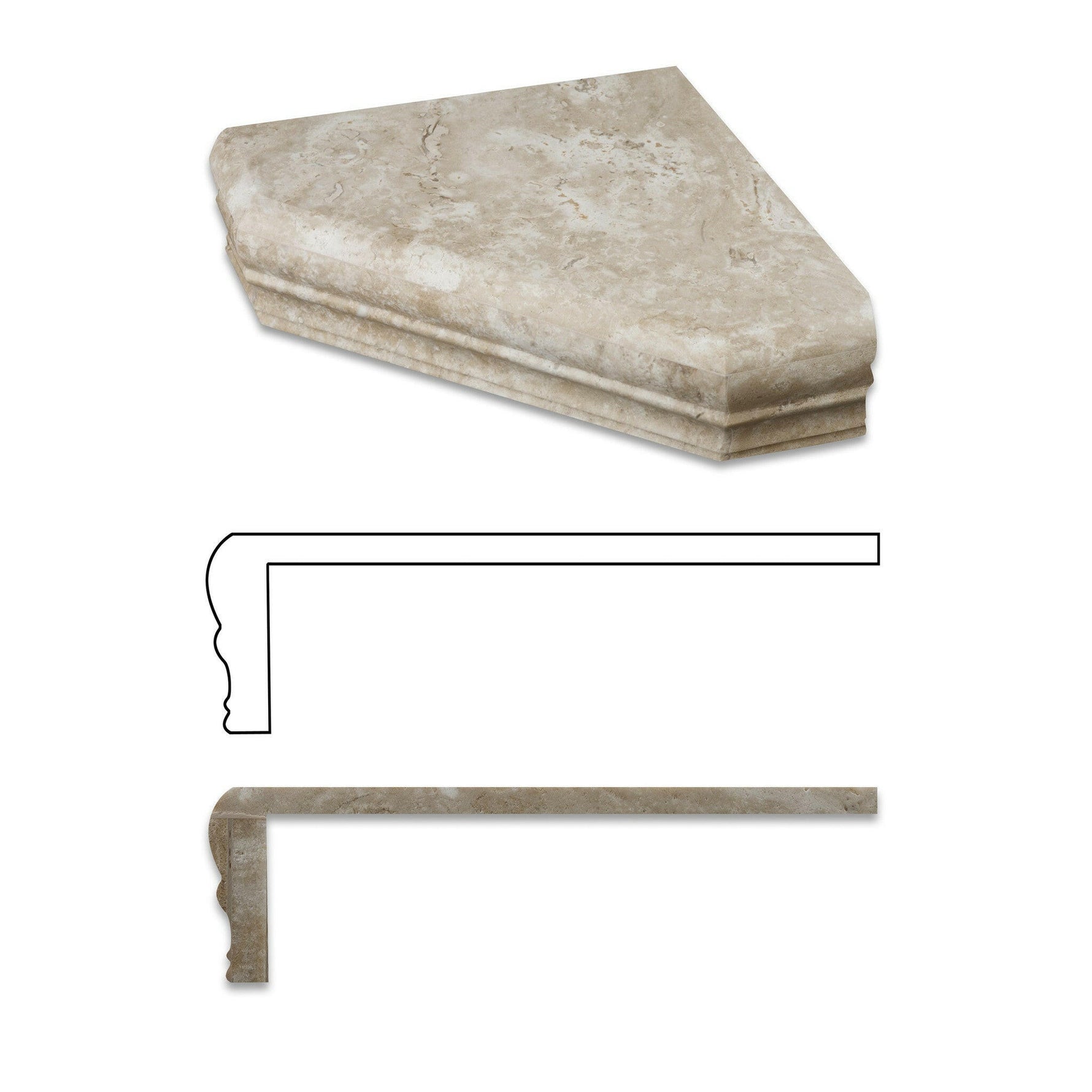 Durango Cream Travertine Hand-Made Custom Shower Corner Shelf - Honed-Accessories-American Tile Depot