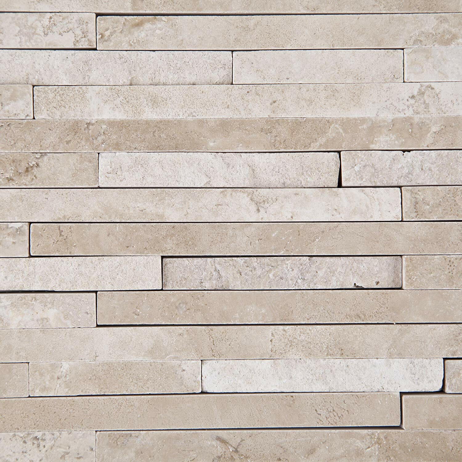 Durango Cream Travertine Polished & Split-Faced (Mix) Random Strip Mosaic Tile-Travertine Mosaic-American Tile Depot