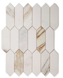 Sapphire Calacatta Polished Elongated Hexagon Marble Mosaic Tile