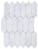 Sapphire Carrara Honed Elongated Hexagon Marble Mosaic Tile-Marble Mosaic-American Tile Depot