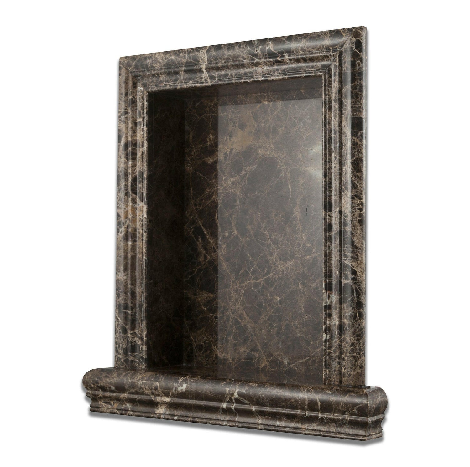 Emperador Dark Marble Hand-Made Custom Shampoo Niche / Shelf - LARGE - Polished-Accessories-American Tile Depot