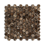 Emperador Dark Marble Polished 1" Mini Hexagon Mosaic Tile-Marble Mosaic-American Tile Depot