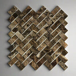 Emperador Dark Marble Polished 1 x 2 Herringbone Mosaic Tile-Marble Mosaic-American Tile Depot