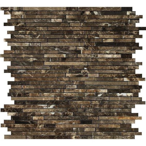 Emperador Dark Marble Polished Bamboo Sticks Mosaic Tile-Marble Mosaic-American Tile Depot