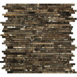 Emperador Dark Marble Polished Bamboo Sticks Mosaic Tile-Marble Mosaic-American Tile Depot