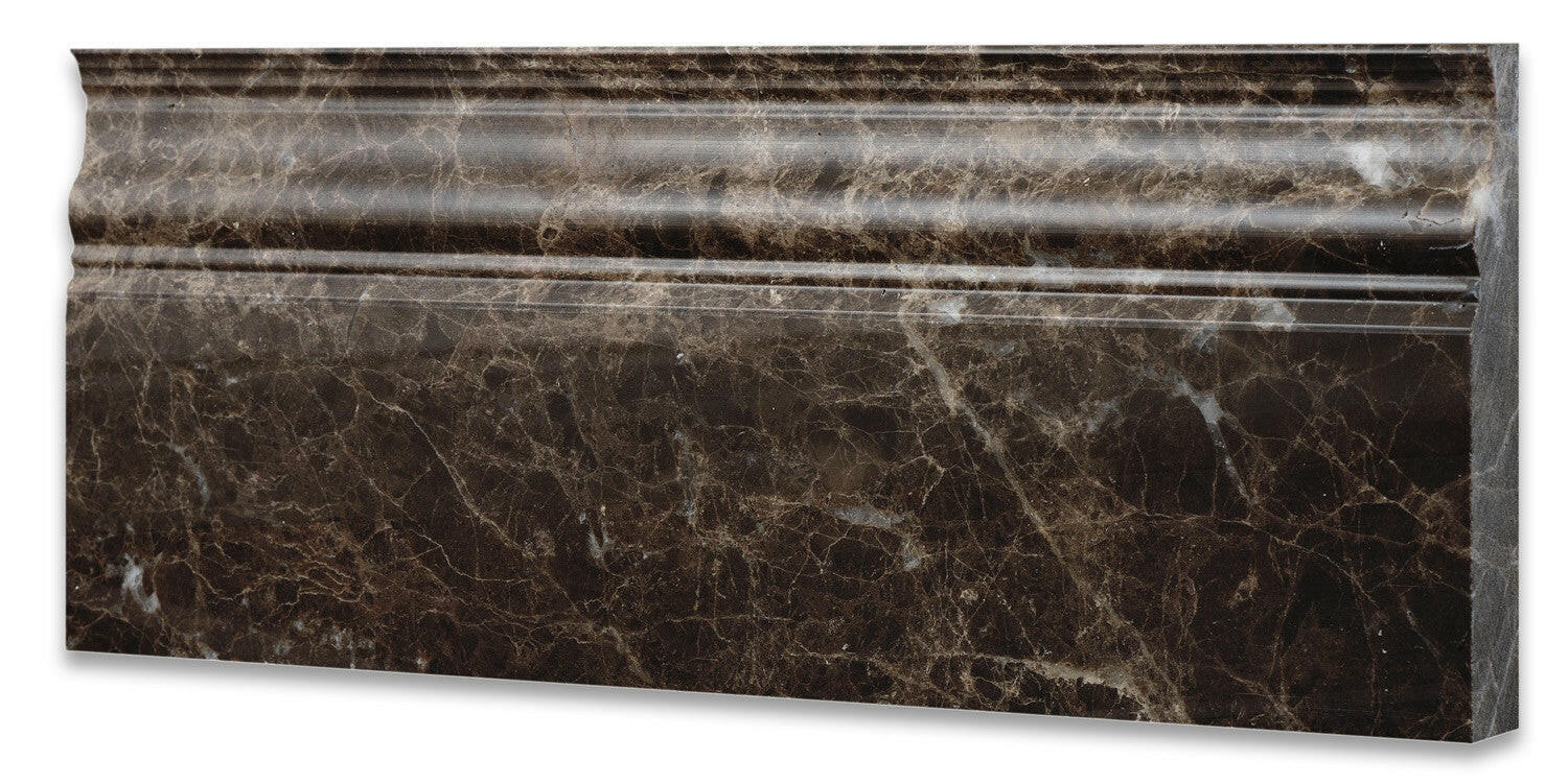 Emperador Dark Marble Polished Baseboard Trim Molding-Marble Molding/Trim-American Tile Depot