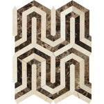 Emperador Dark Marble Polished Berlinetta Mosaic Tile w/ Crema Marfil-Marble Mosaic-American Tile Depot