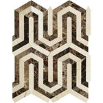 Emperador Dark Marble Polished Berlinetta Mosaic Tile w/ Crema Marfil-Marble Mosaic-American Tile Depot