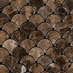 Emperador Dark Marble Polished Fan Mosaic Tile-Marble Mosaic-American Tile Depot