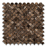 Emperador Dark Marble Polished Fan Mosaic Tile-Marble Mosaic-American Tile Depot