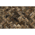 Emperador Dark Marble Polished Mini Herringbone Mosaic Tile-Marble Mosaic-American Tile Depot