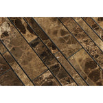 Emperador Dark Marble Polished Random Strip Mosaic Tile-Marble Mosaic-American Tile Depot