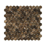 Emperador Dark Marble Tumbled 1" Mini Hexagon Mosaic Tile-Marble Mosaic-American Tile Depot