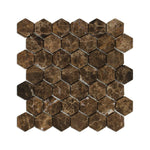 Emperador Dark Marble Tumbled 2" Hexagon Mosaic Tile-Marble Mosaic-American Tile Depot