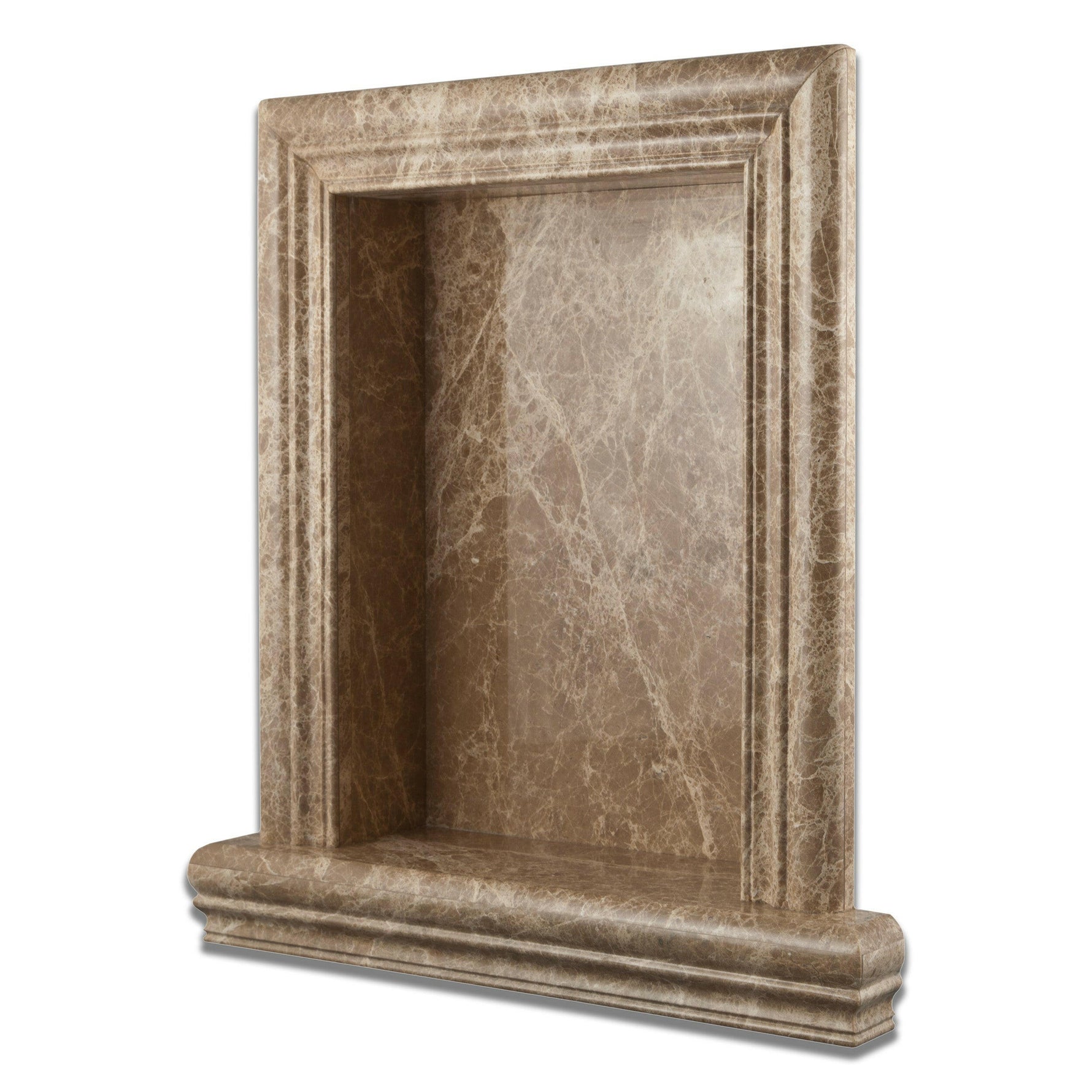 Emperador Light Marble Hand-Made Custom Shampoo Niche / Shelf - LARGE - Polished-Accessories-American Tile Depot