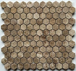 Emperador Light Marble Polished 1" Mini Hexagon Mosaic Tile-Marble Mosaic-American Tile Depot