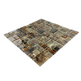 Emperador Marble Look Glass Mosaic Tile