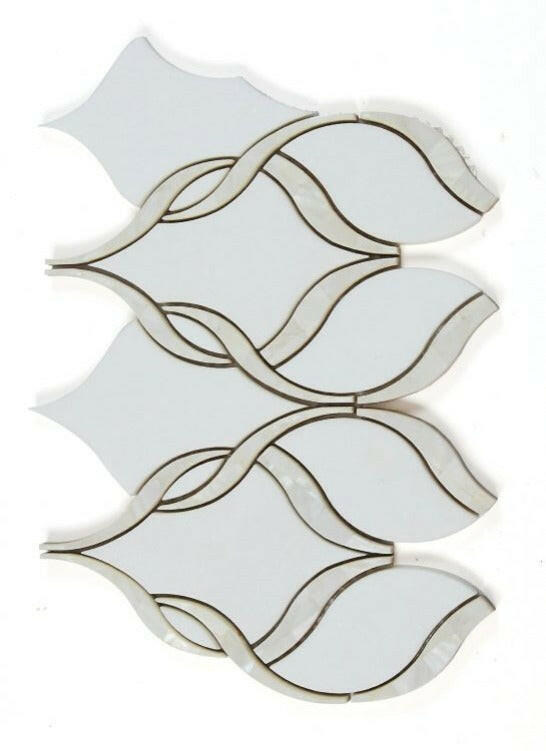 Fame Pearl Thassos Polished Twirl Mosaic Wall Tile-Mixed Mosaic-American Tile Depot