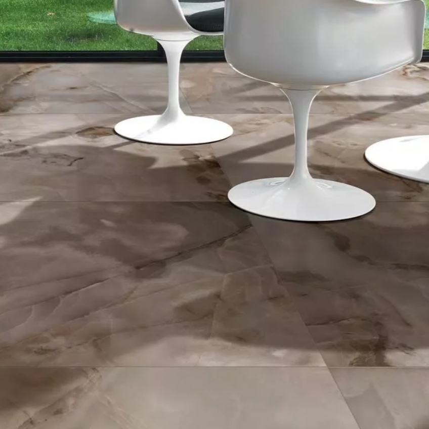 12 X 24 Reves Choco Glossy Onyx Look Porcelain Tile