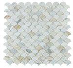 Fish Scale Calacatta Gold Honed Marble Mosaic Tile-Marble Mosaic-American Tile Depot