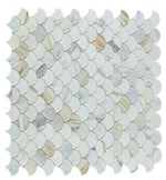 Fish Scale Calacatta Gold Honed Marble Mosaic Tile-Marble Mosaic-American Tile Depot