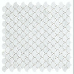 Fish Scale Carrara Polished Marble Mosaic Tile-Marble Mosaic-American Tile Depot