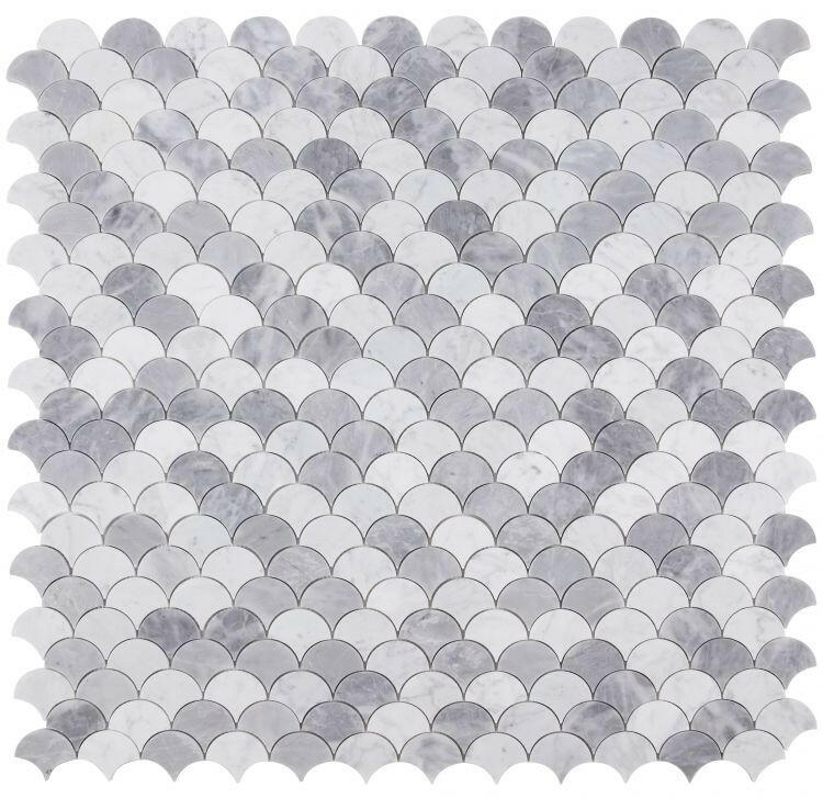 Fish Scale Dusk Polished Marble Mosaic Tile-Marble Mosaic-American Tile Depot