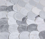 Fish Scale Dusk Polished Marble Mosaic Tile-Marble Mosaic-American Tile Depot