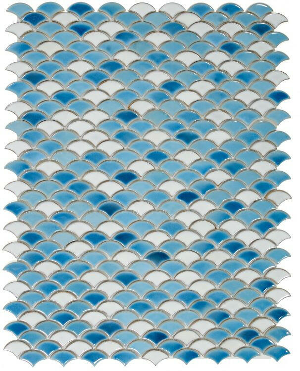 Fish Scale Lake Glossy Porcelain Mosaic Tile-Porcelain Mosaic-American Tile Depot