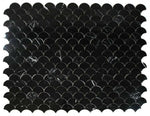 Fish Scale Marquina Polished Marble Mosaic Tile-Marble Mosaic-American Tile Depot