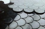 Fish Scale Marquina Polished Marble Mosaic Tile-Marble Mosaic-American Tile Depot