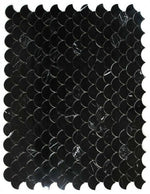 Fish Scale Marquina Polished Marble Mosaic Tile-Marble Mosaic-American Tile Depot